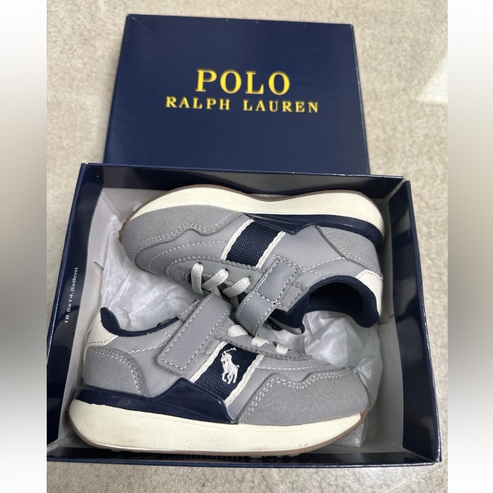 POLO RALPH LAUREN GREY BAVY BLUR INFANT TODDLER SNEAKERS SZ 6 NIB